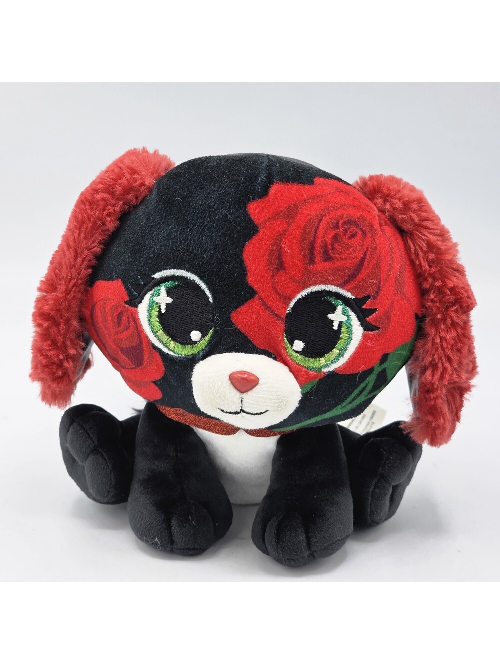 Gund P.Lushes Pets Secret Garden Anna Dolce Plush Puppy Dog Black/ Red Roses